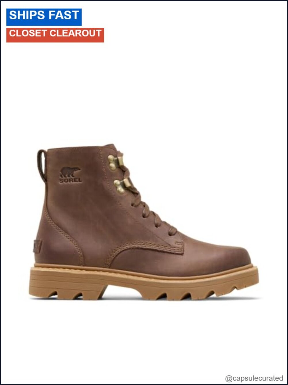 Waterproof Leather Lace Up Calf High Boots Removable EVA Footbed Rubber Sole